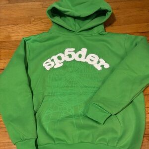 Sp5der web slime green hoodie (small)